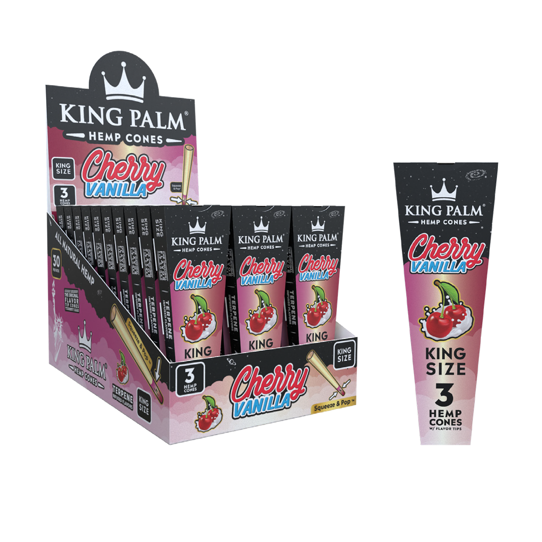 King Palm Pre-Rolled Cones Variety Pack Cherry Vanilla, Tobacco-Free, Front View