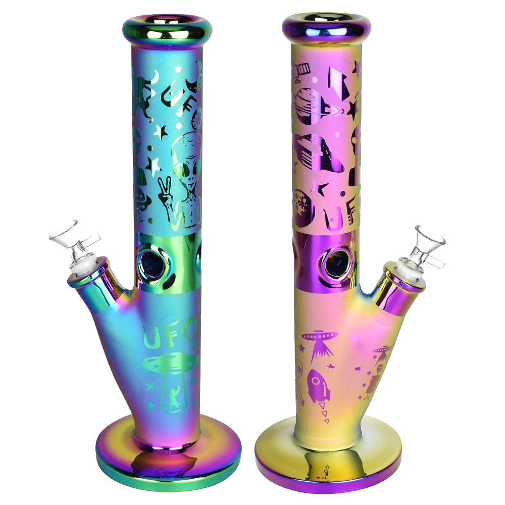 UFO Love Electroplated Etched Water Pipes with Slit-Diffuser Percolator, Side View