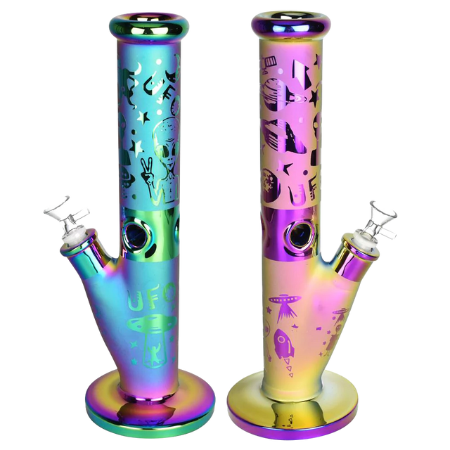 UFO Love Electroplated Etched Water Pipes with Slit-Diffuser Percolator, Side View