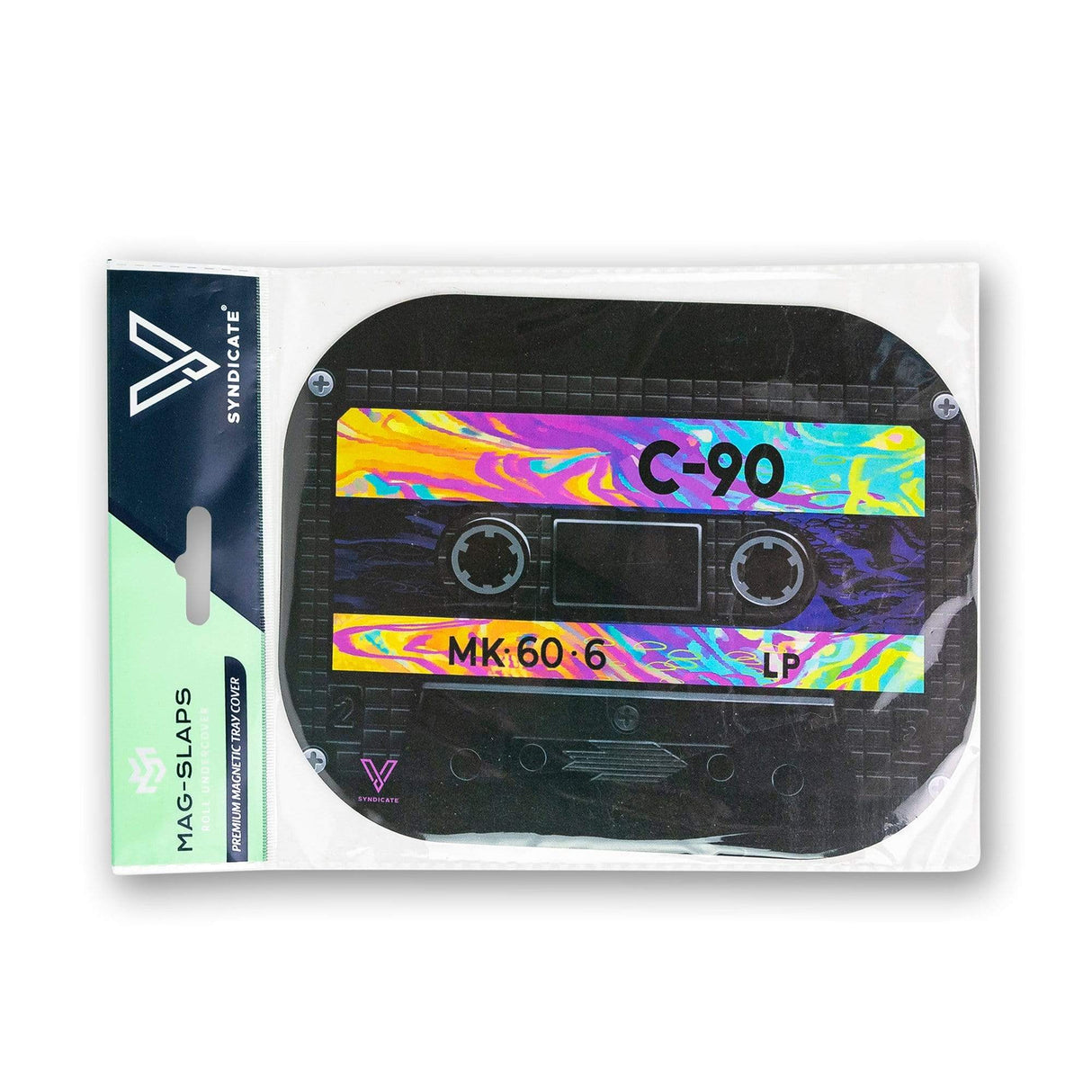 V Syndicate Cassette Mag-Slaps with Rainbow Design - Front View on White Background