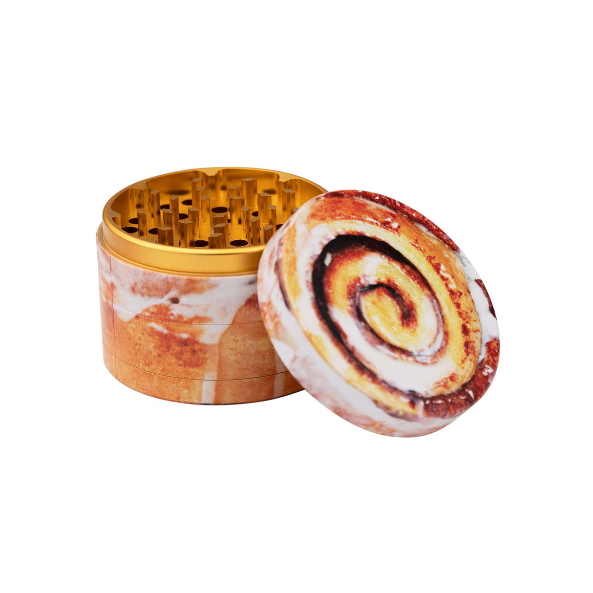 V Syndicate Cinnamon Roll 4-Piece SharpShred Grinder, Open View Showing Teeth
