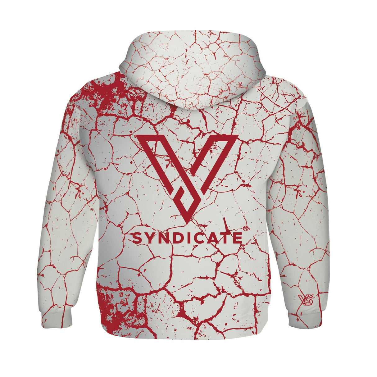 V Syndicate Dank Diva 360Β° Print Hoodie in Gray and Red with Crack Design - Back View