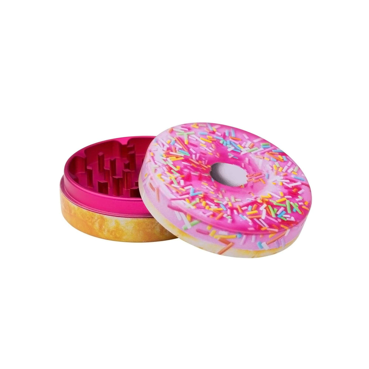 V Syndicate Donut 2-Piece SharpShred Grinder, Compact & Portable, Pink Sprinkles Design