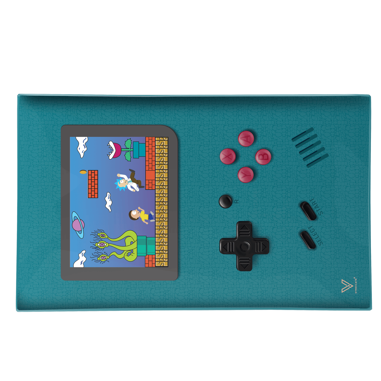 V Syndicate Game Head Glass Rollin' Tray with vibrant green color and novelty game design, top view