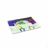 V Syndicate Couch Lock Glass Tray with vibrant green and purple design, angled view