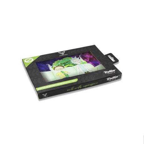V Syndicate Couch Lock Glass Tray with vibrant green and purple design, medium size, perfect for dry herbs.