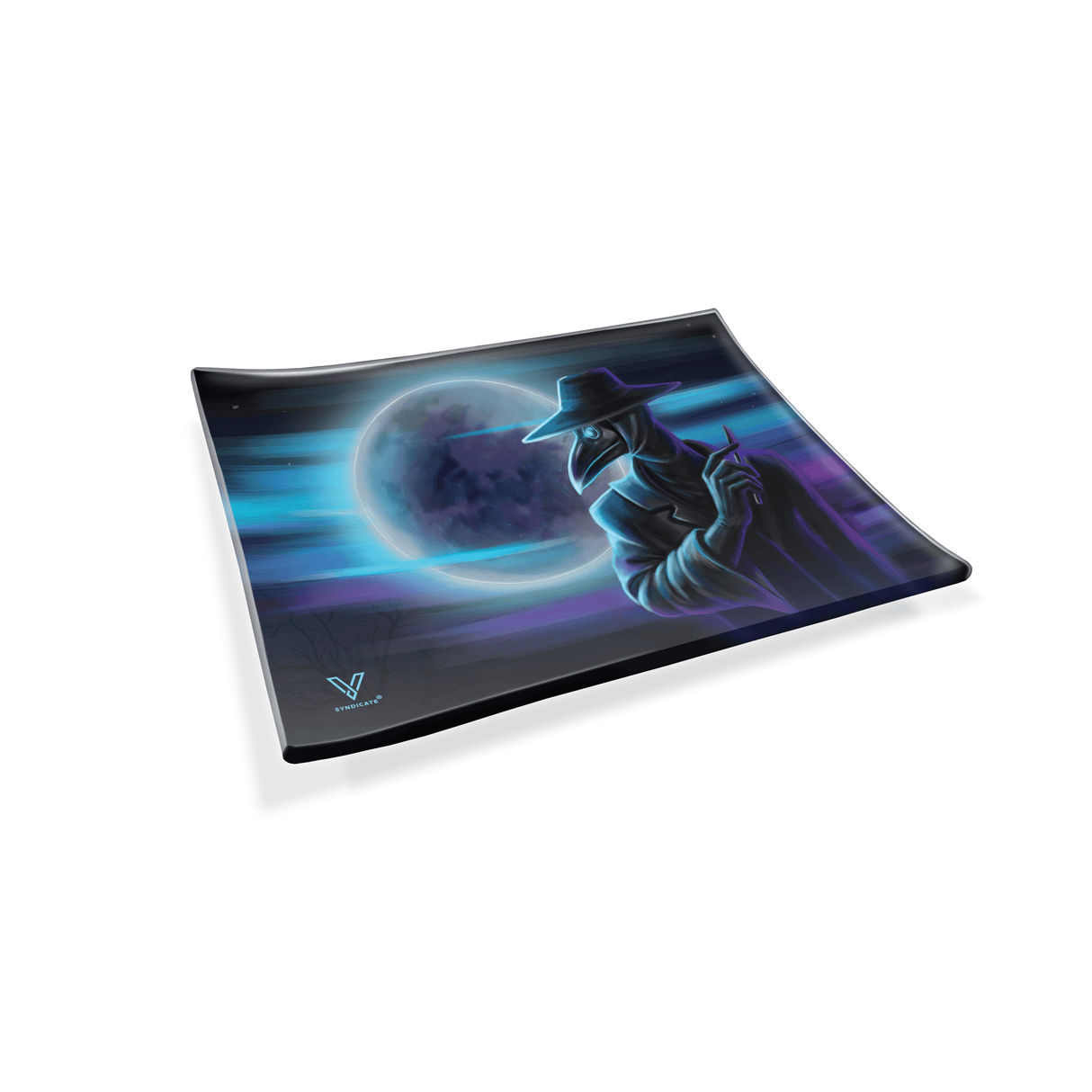 V Syndicate Dark Traveler Glass Rollin' Tray - Compact Design with Artistic Print