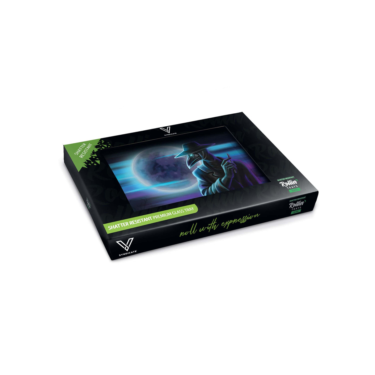 V Syndicate Dark Traveler Glass Rollin' Tray - Medium Size with Astronaut Design