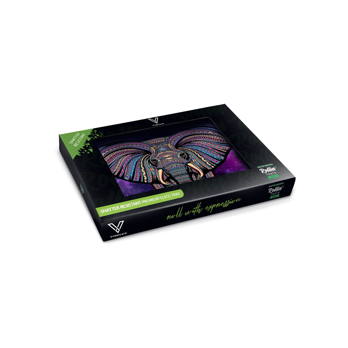V Syndicate Elephant Glass Rollin' Tray - Medium Size - Purple with Novelty Design