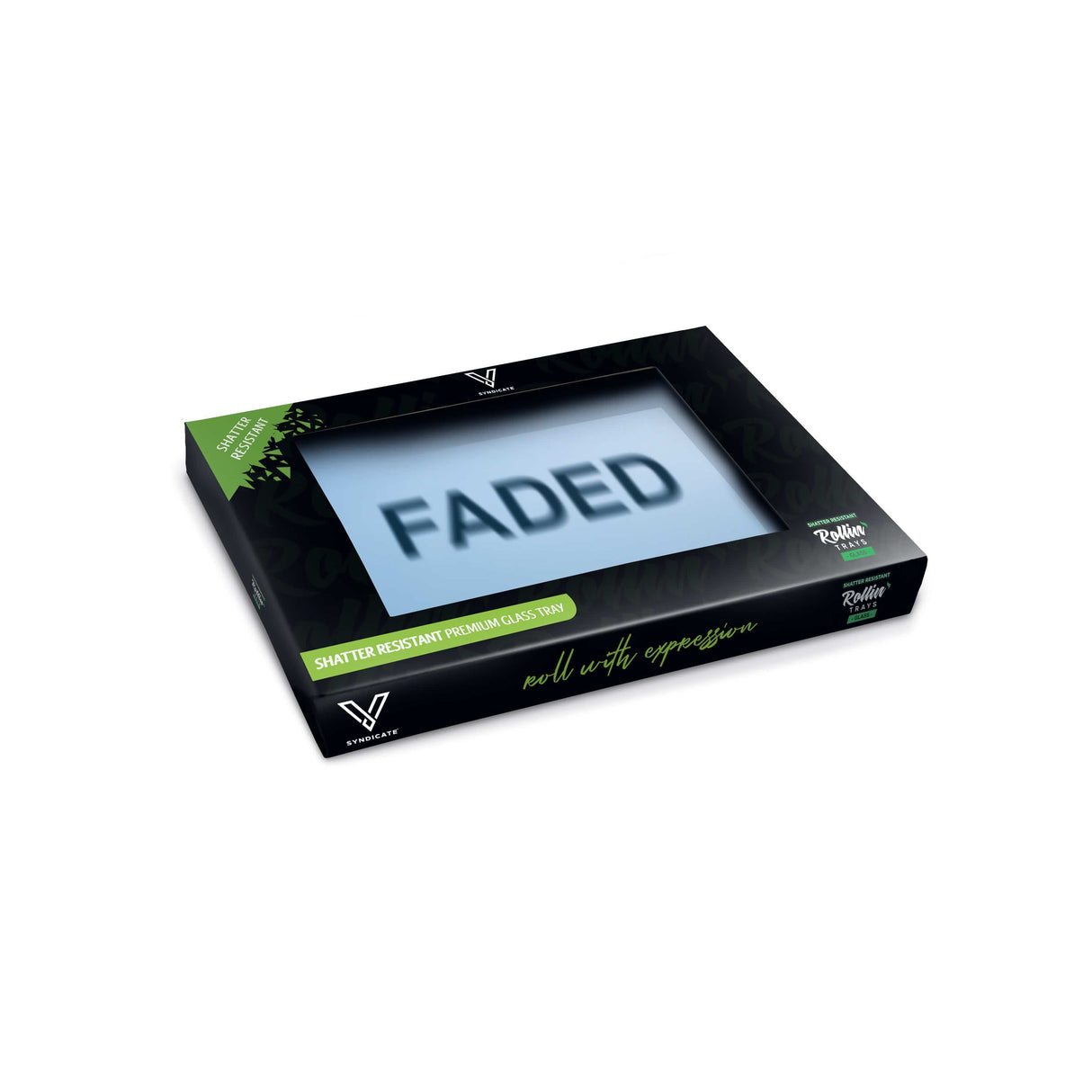 V Syndicate Faded Glass Rollin' Tray, medium size, with shatter-resistant design for dry herbs