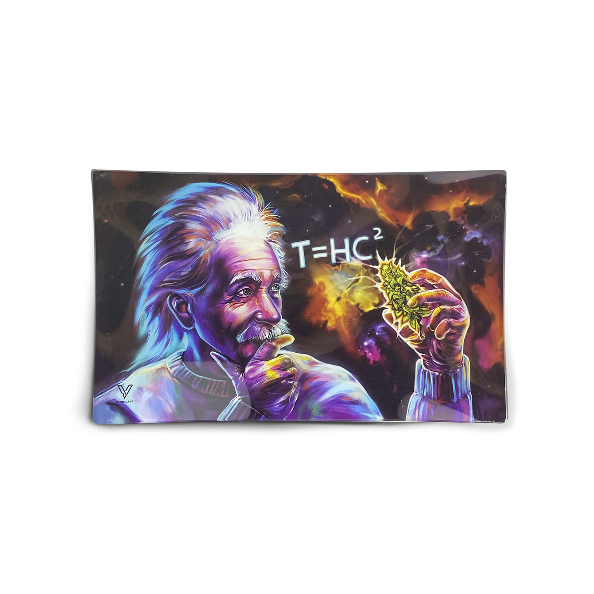 V Syndicate T=HC2 Black Hole Glass Rollin' Tray with Einstein Design, Medium Size