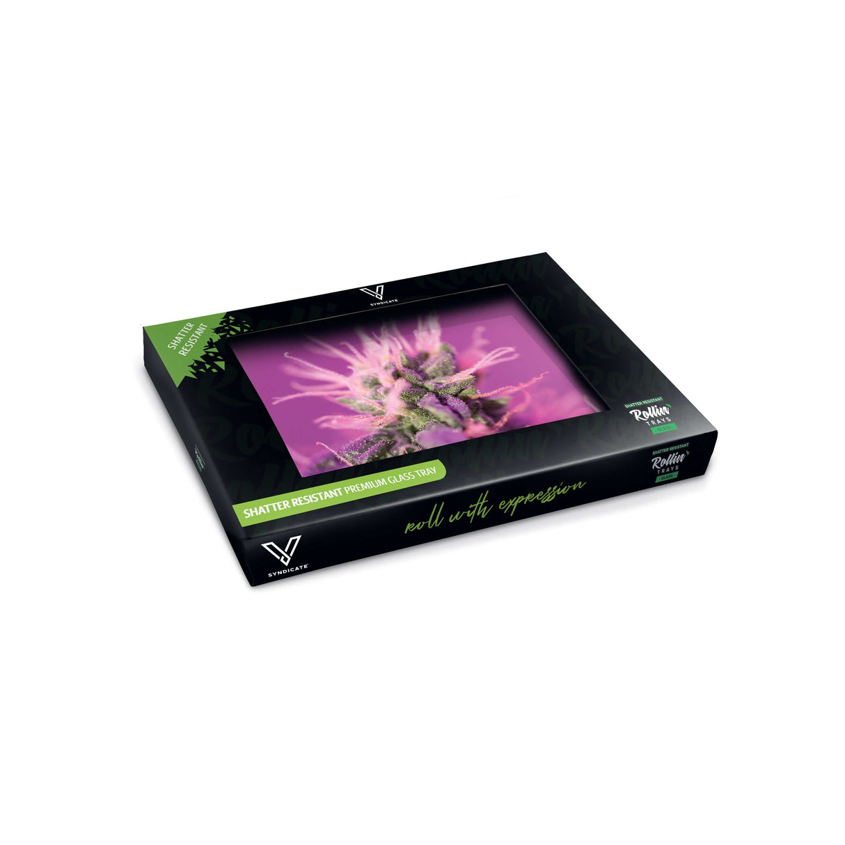 V Syndicate Pink Lemonade Glass Rollin' Tray with vibrant herb design - Compact Size