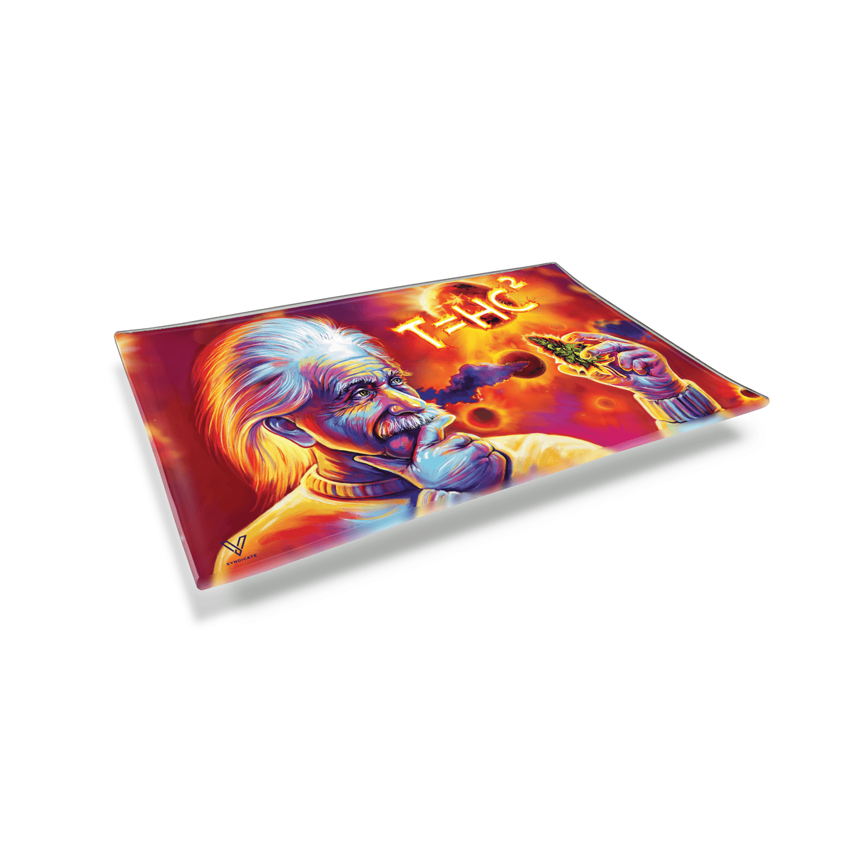 V Syndicate T=HC2 Solar Diesel Glass Rollin' Tray with Einstein Design - Angled View
