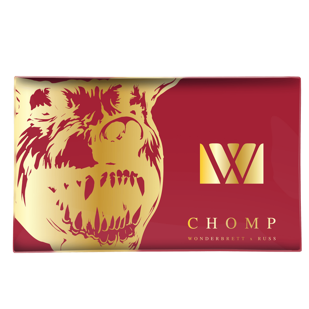 Wonderbrett x Russ Collab Glass Rollin' Tray in Maroon with Gold Accents - Top View