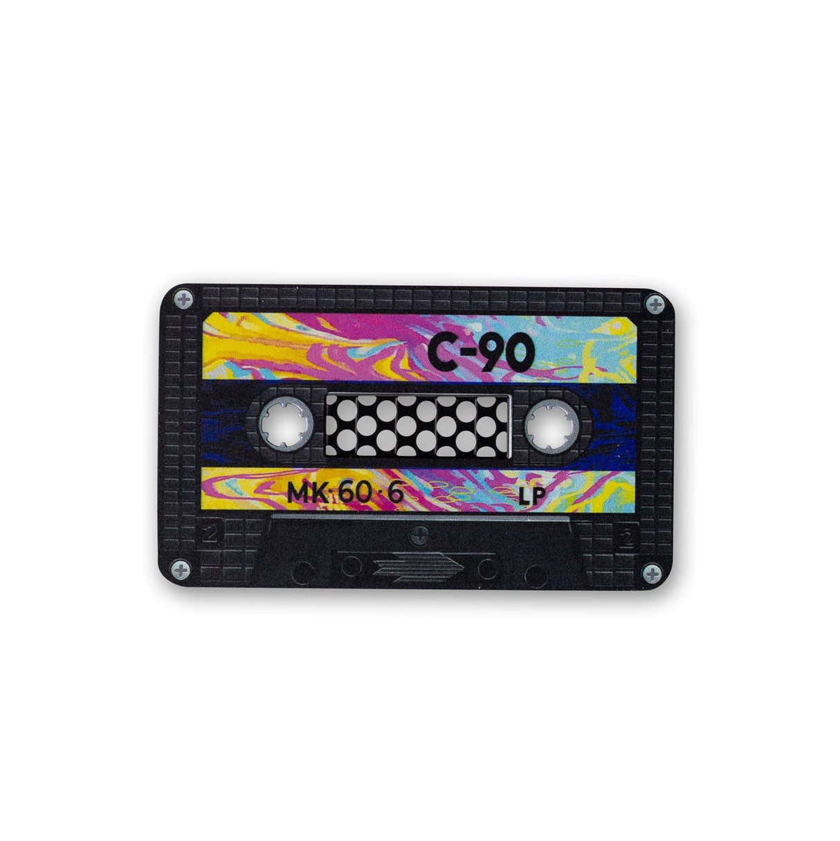 V Syndicate Cassette Nonstick Grinder Card with colorful design, compact and portable, front view
