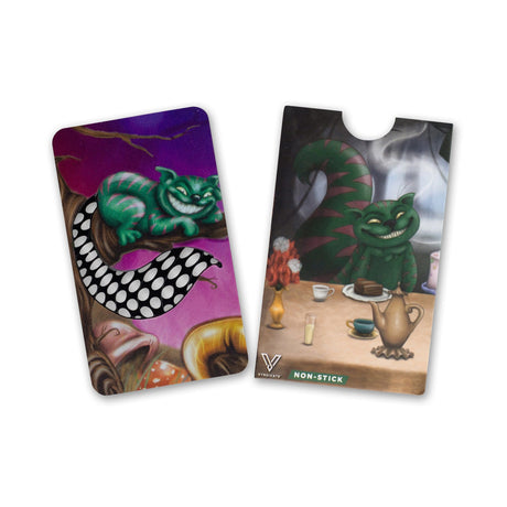 Cheshire Cat Nonstick Grinder Card by V Syndicate, front and back view, portable steel design