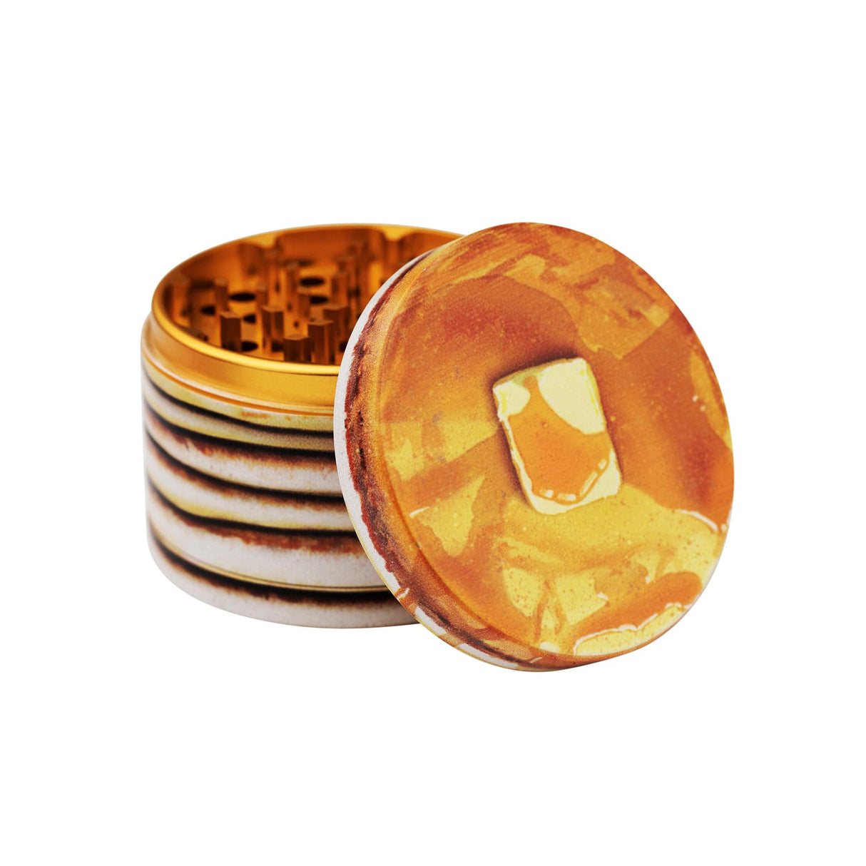 V Syndicate Pancakes 4-Piece SharpShred Grinder, 63mm, with novelty design, ideal for dry herbs