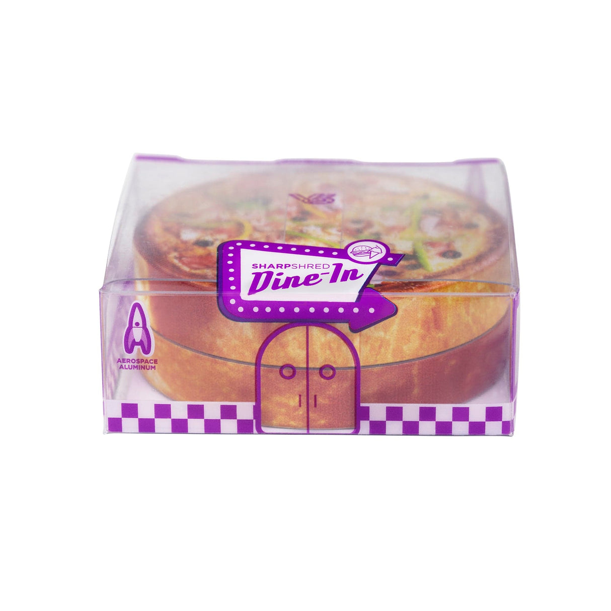 V Syndicate Pizza 2-Piece SharpShred Grinder, compact design, front view on white background