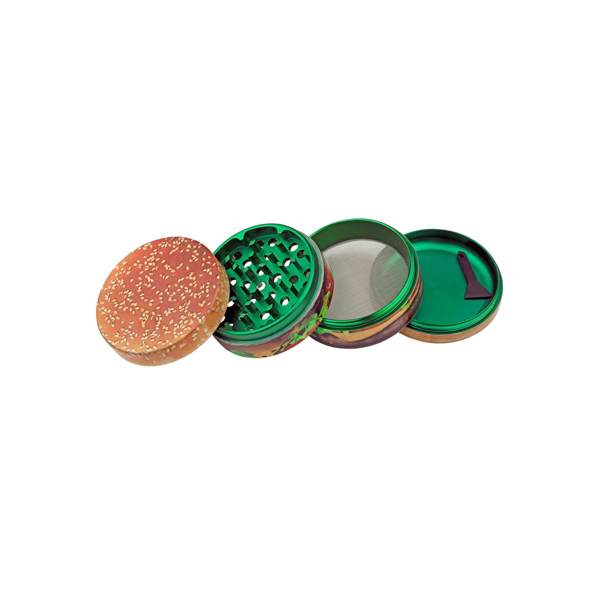 V Syndicate Quarter Pounder 4-Piece SharpShred Grinder, Compact Design with Kief Catcher