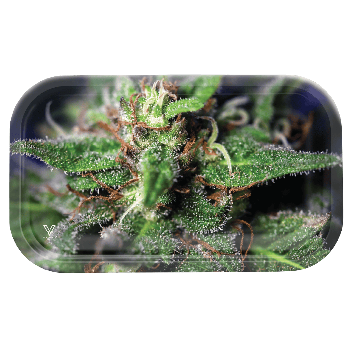 V Syndicate Vibrant Blue Dream HD Rolling Tray, durable metal with easy-clean design, ideal for dry herbs