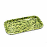 V Syndicate Buds Metal Rollin' Tray with vibrant green cannabis design, compact and durable