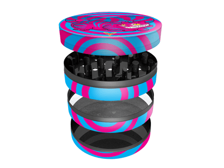 V Syndicate Seshigher Cat 4-Piece Grinder in Blue and Pink, Compact and Portable Design