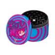 V Syndicate Seshigher Cat 4-Piece Grinder with SharpShred 360 design in blue and pink