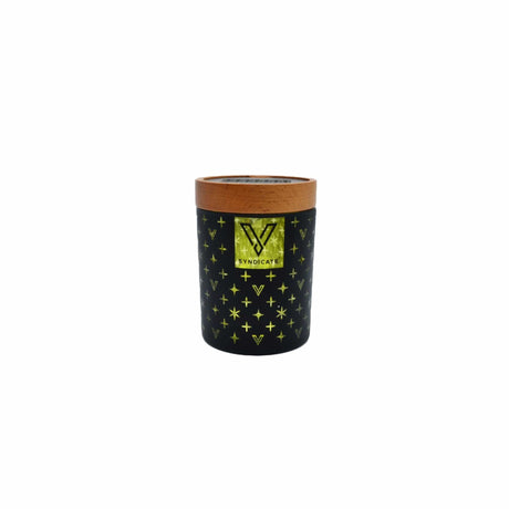V Syndicate High End Yellow SoleStash Container, Small, Black with Yellow Stars, Front View