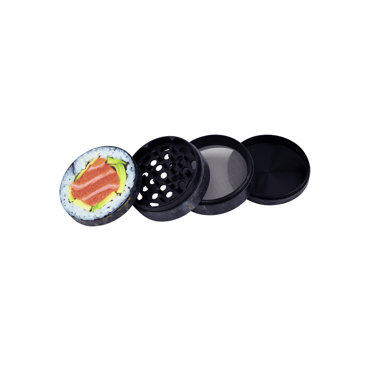 V Syndicate Sushi Roll 4-Piece SharpShred Grinder, Compact Aluminum Design, Top View