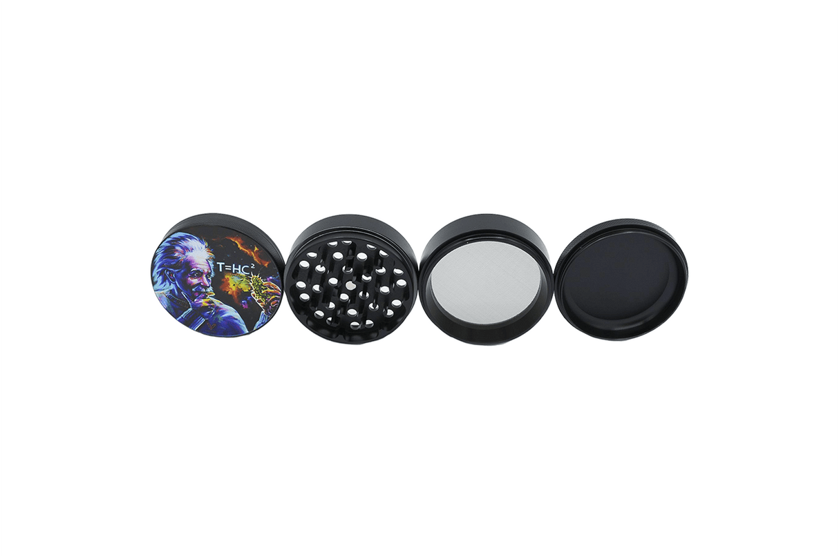 V Syndicate T=HC2 Einstein Black Hole 4-Piece Grinder, Nonstick, Disassembled View
