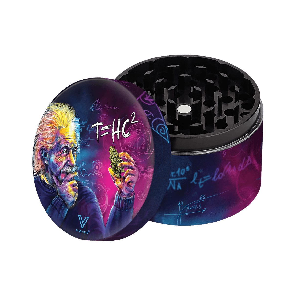 V Syndicate T=HC2 Einstein 4-Piece Grinder with SharpShred, Portable and Compact Design