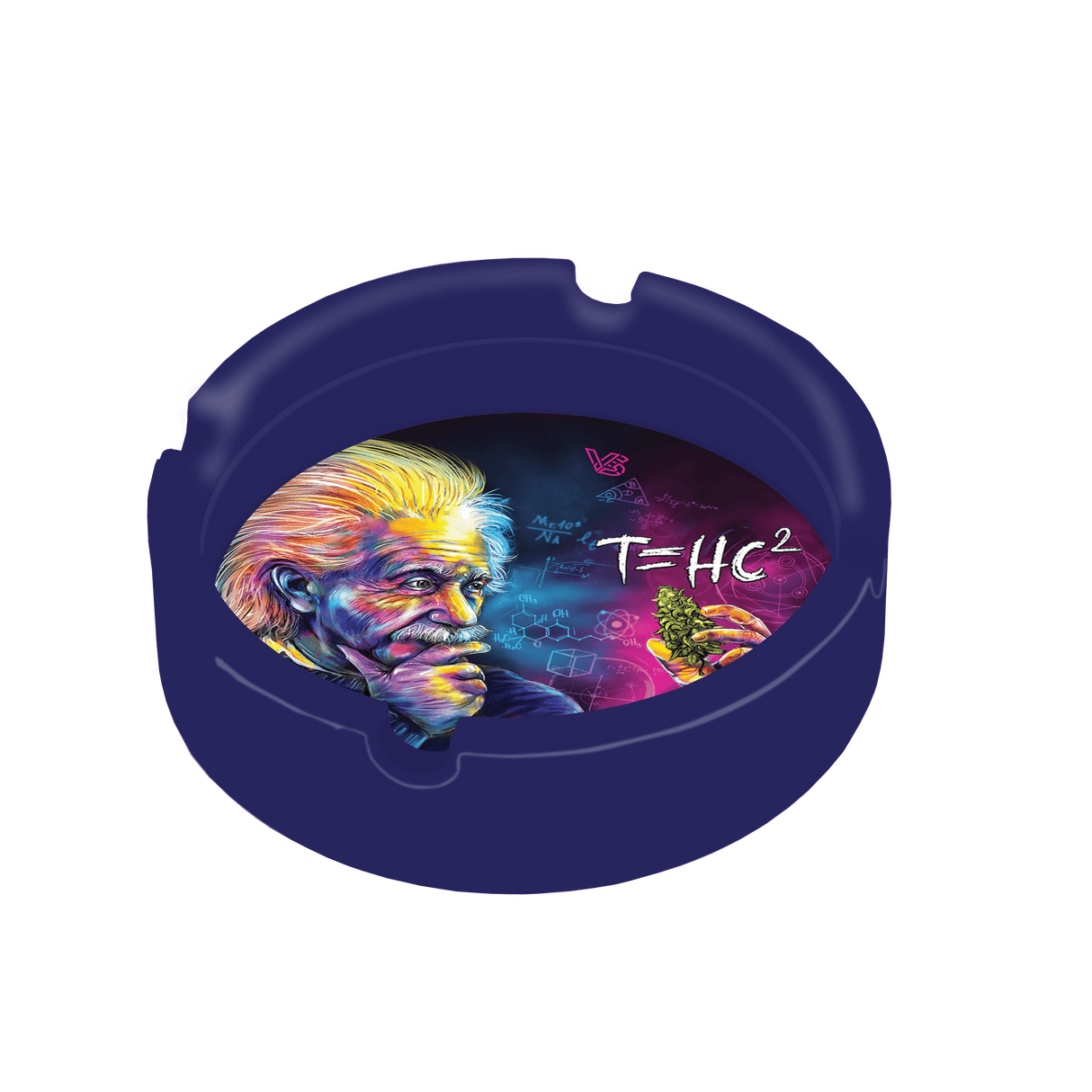V Syndicate T=HC2 Einstein Silicone Ashtray in Blue, Portable & Durable, Top View
