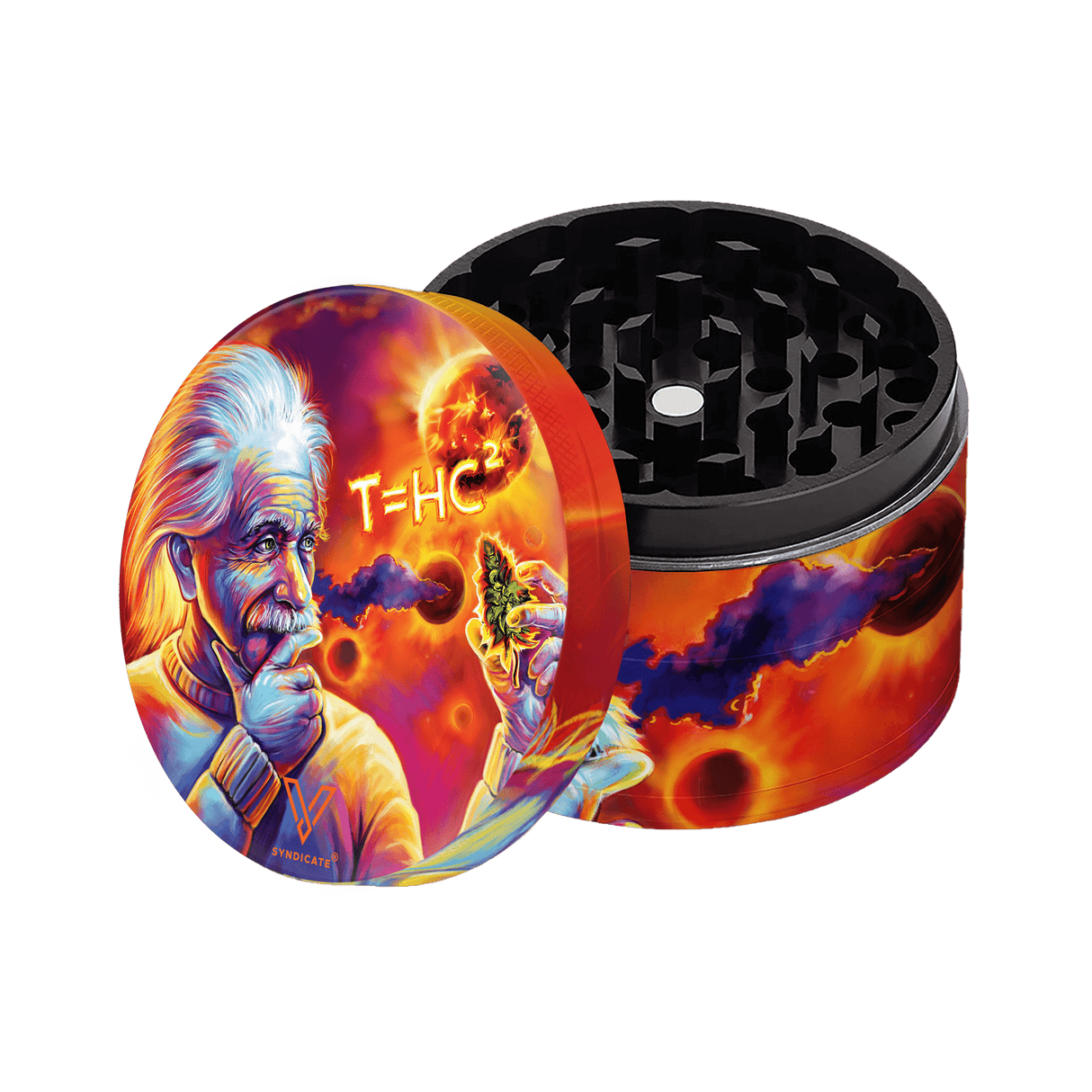 V Syndicate T=HC2 Einstein Solar Diesel Grinder, 4-Piece Orange Compact Design, Side View