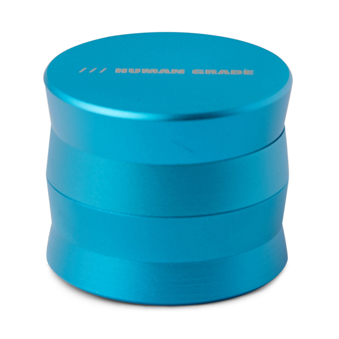 Human Grade Grinder 3A in Light Blue - 2" 4-Piece High-Quality Aluminum, Front View