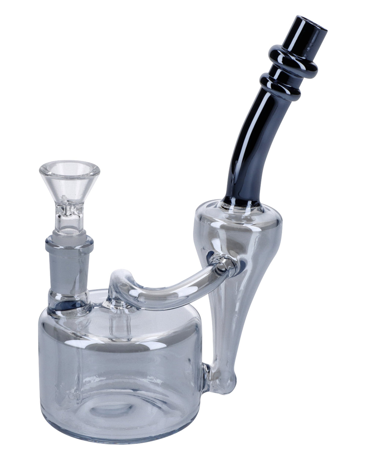 Valiant Painting Bubbler, 6in with Quartz Bowl, 90 Degree Joint, Portable Black and Clear