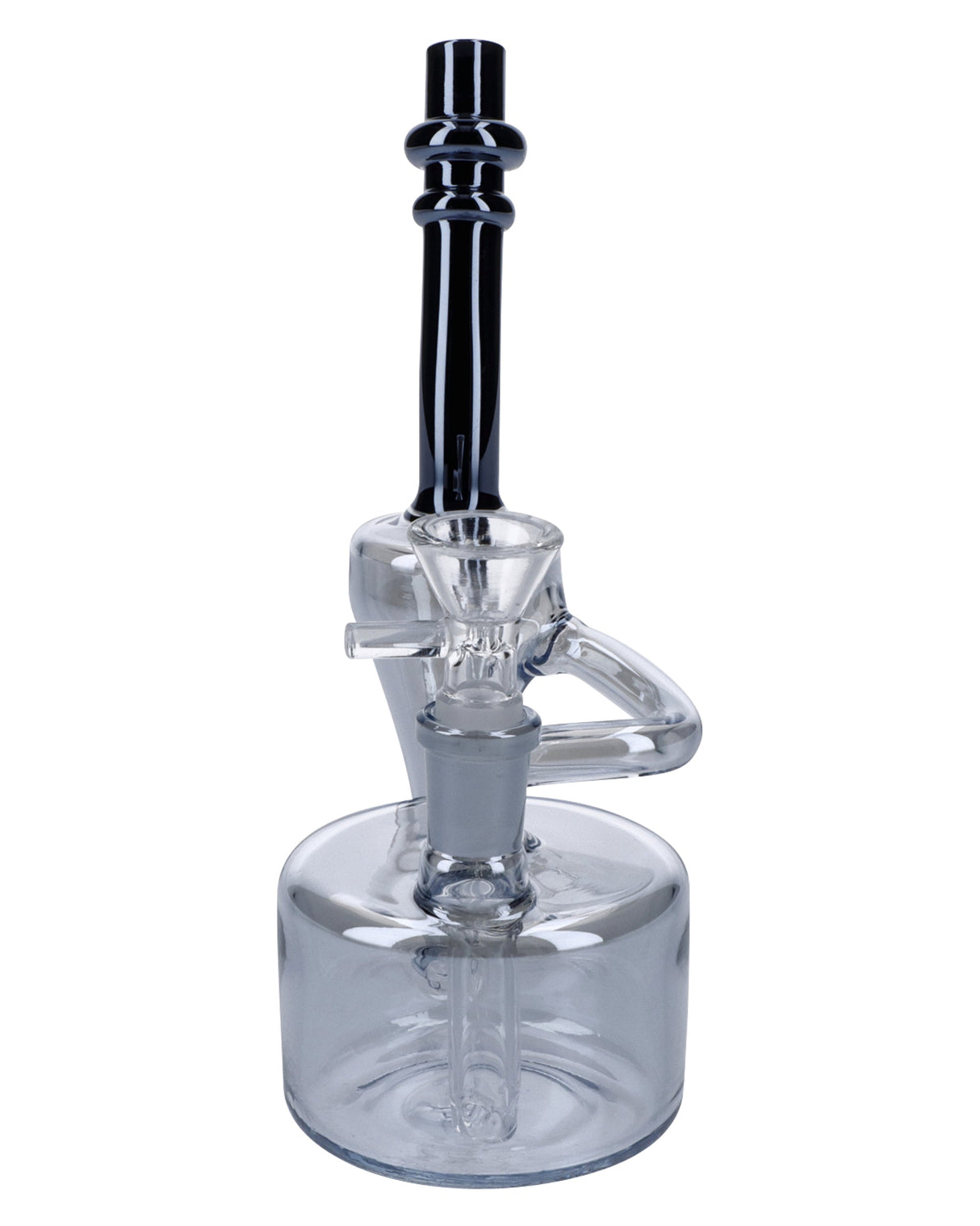 Valiant Painting Bubbler, 6in with Quartz Bowl, Black & Clear, Portable Design - Front View