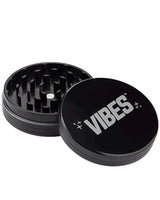 Vibes 2-Piece Grinder in Black, Portable Aluminum Herb Grinder, Top View
