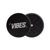 Vibes 2-Piece Aluminum Grinder in Black, Portable Design, Ideal for Dry Herbs - Top View