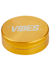 Vibes 2-Piece Aluminum Grinder in Gold, Compact and Portable Design, Top View