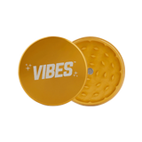Vibes 2-Piece Aluminum Grinder in Gold, Compact and Portable Design, Top View