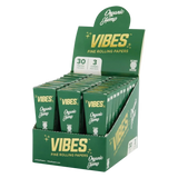 VIBES Organic Hemp Cones 30-Pack display box, King Size, for rolling dry herbs, front view