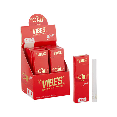 VIBES The Cali Pre-Rolls Hemp 8 Pack displayed with individual pack and pre-roll, orange and white design