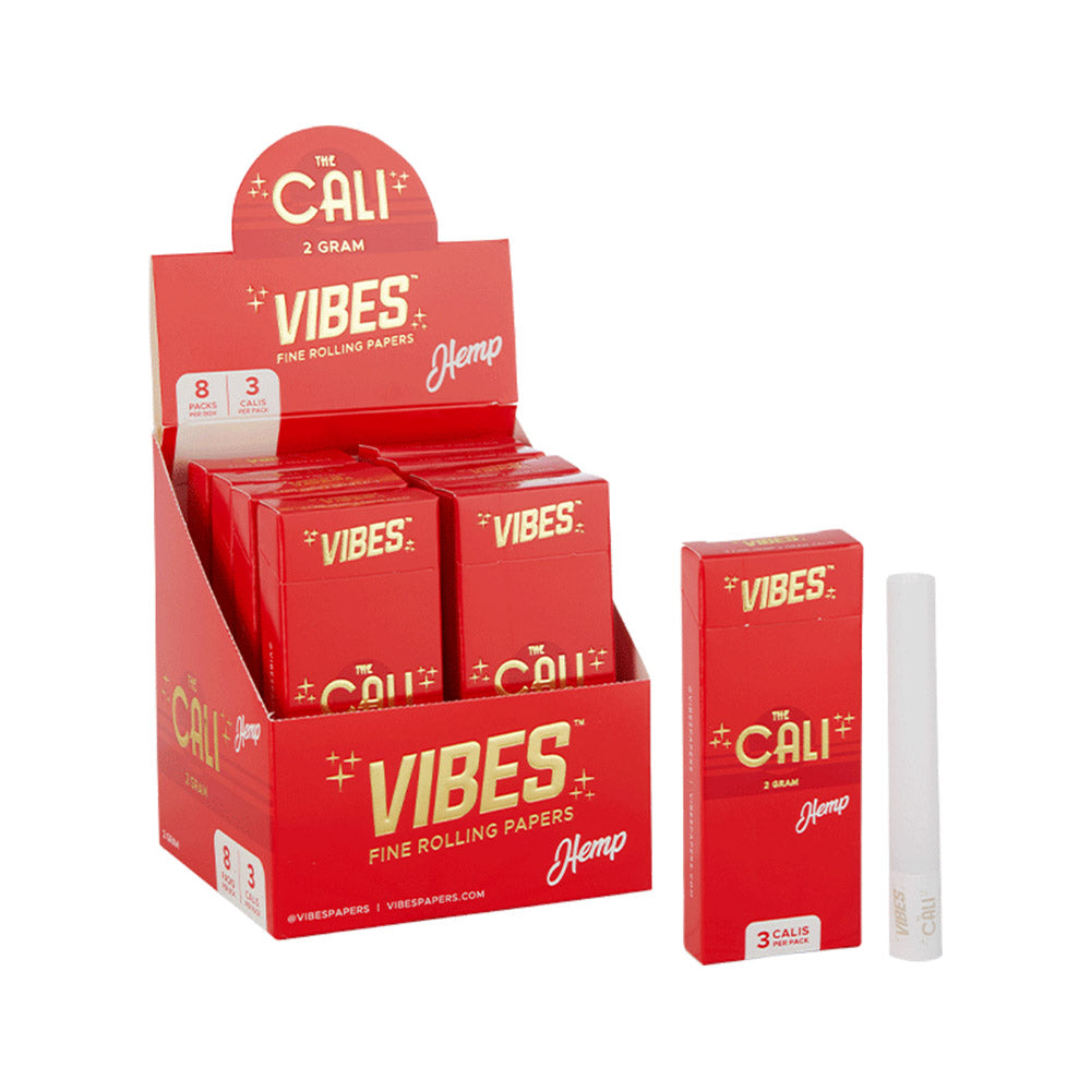 Vibes The Cali Hemp Pre-Rolls 8-Pack Display with Single Pack and Pre-Roll