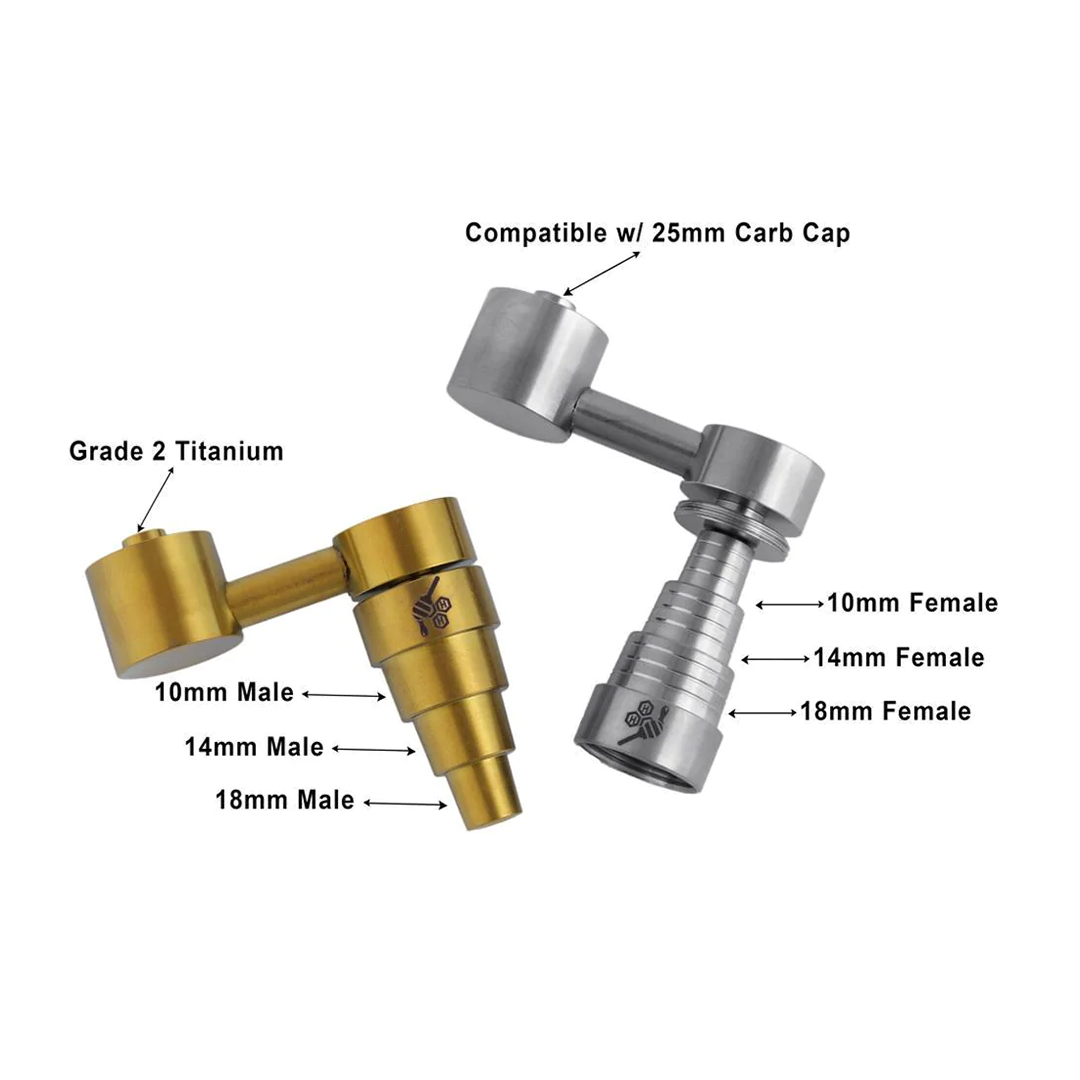 Honeybee Herb Titanium Universal Dab Nail for 10-18mm Rigs, Carb Cap Compatible