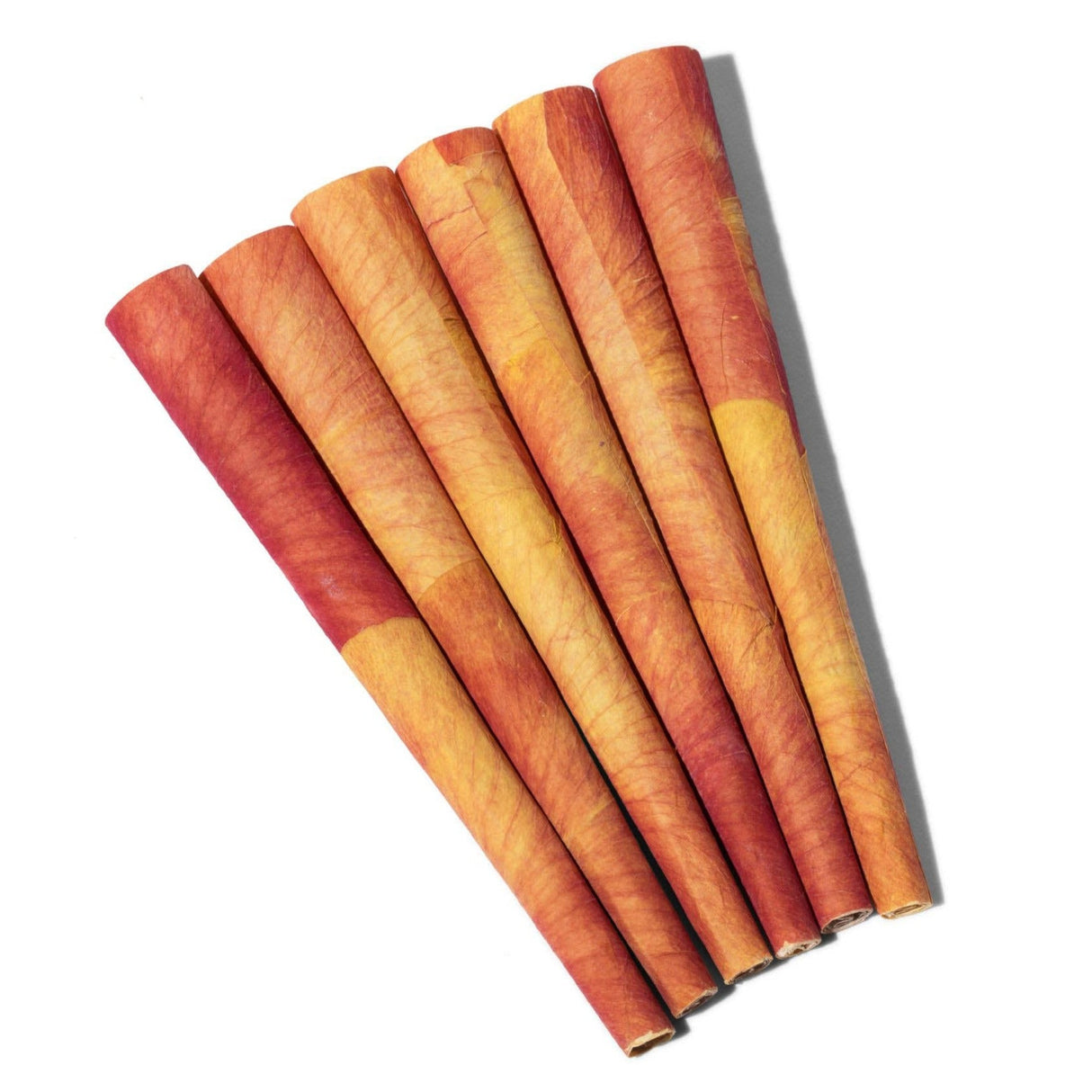 Cali Sunset Rose Petal King Cones 6-Pack by PETALS, displayed in a fan arrangement on a white background