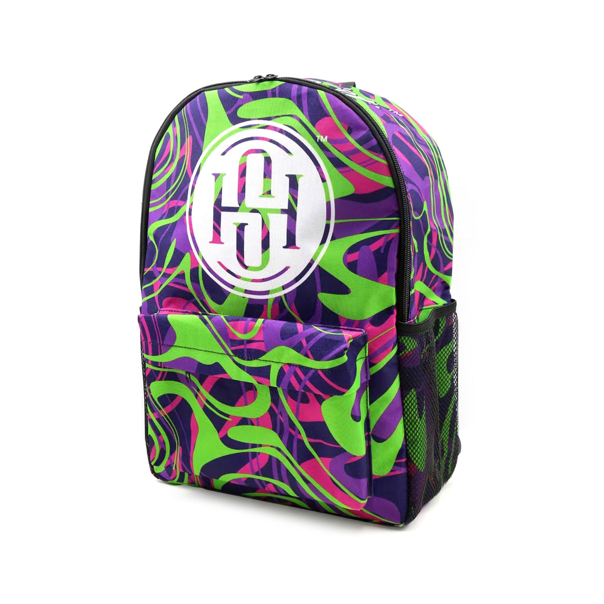 High Society Limited Edition Multicolor Backpack with Psychedelic Design - Front View