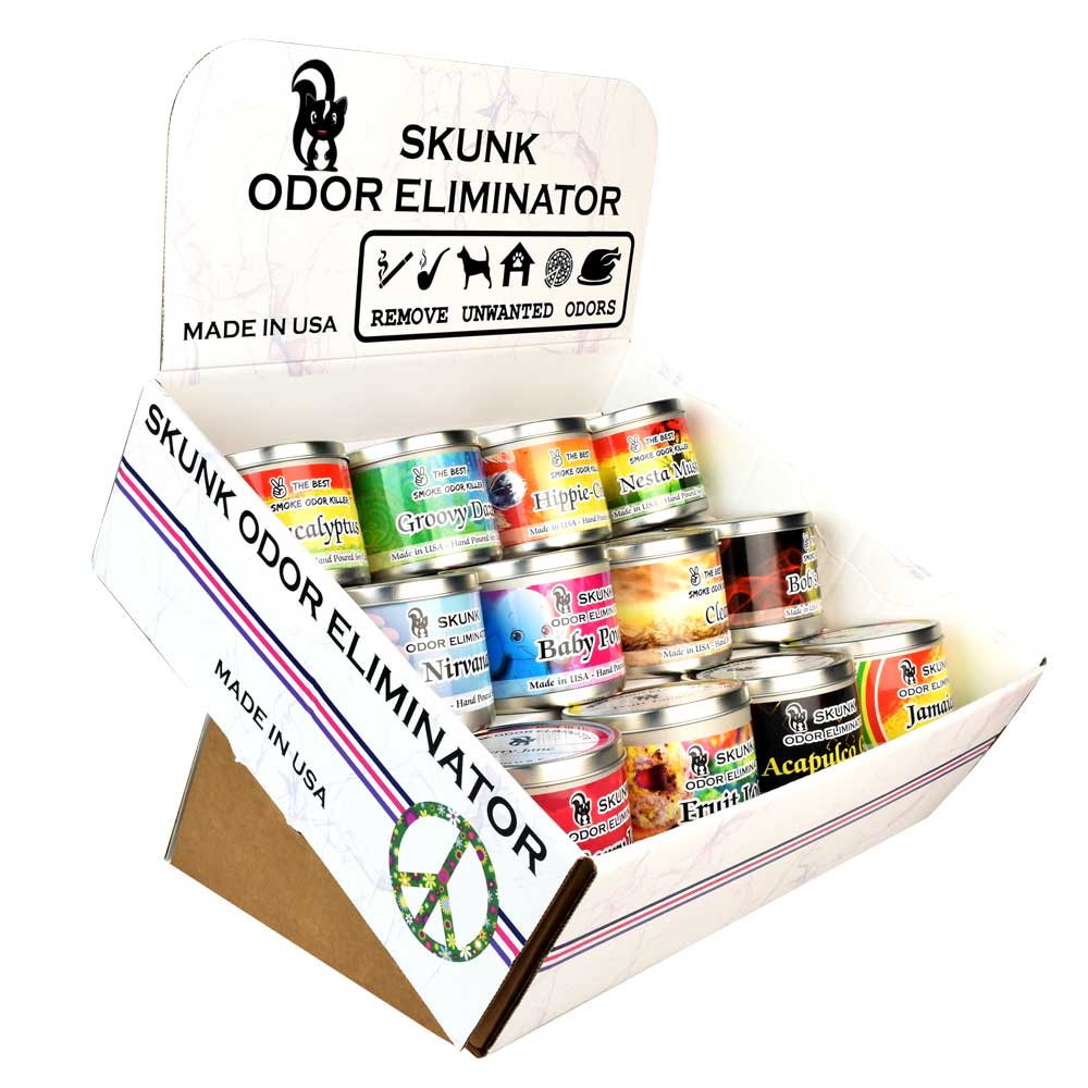 Assorted Wicked Sense Odor Eliminator Soy Candles in display box, 13oz compact design for home decor