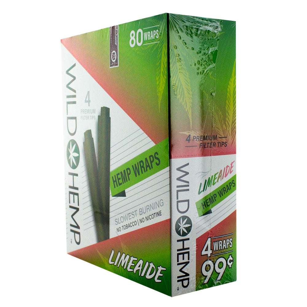 Wild Hemp Hemp Wraps Limeade Flavor - 20 Pack Display Box, USA Made Blunt Wraps
