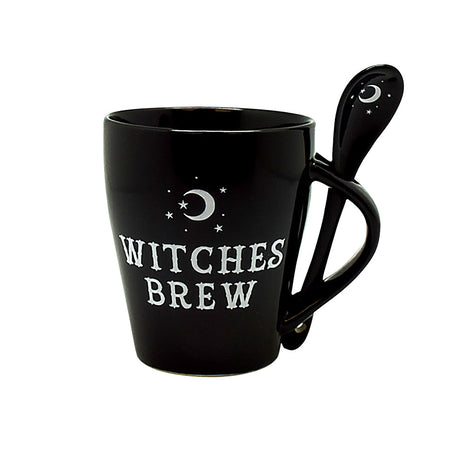 Witches Brew Ceramic Mug with Spoon Set, 10oz - Front View on White Background