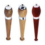 Wood Zeppelin One Hitters with Chrome Accents, Various Wood Finishes, Front View